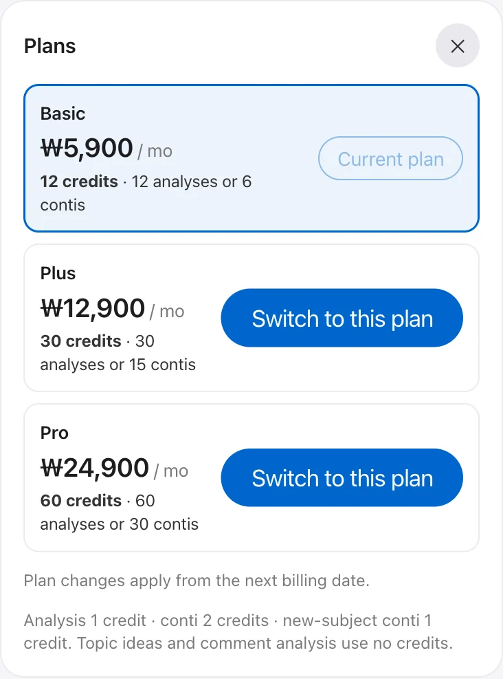 Plans — Basic, Plus, Pro